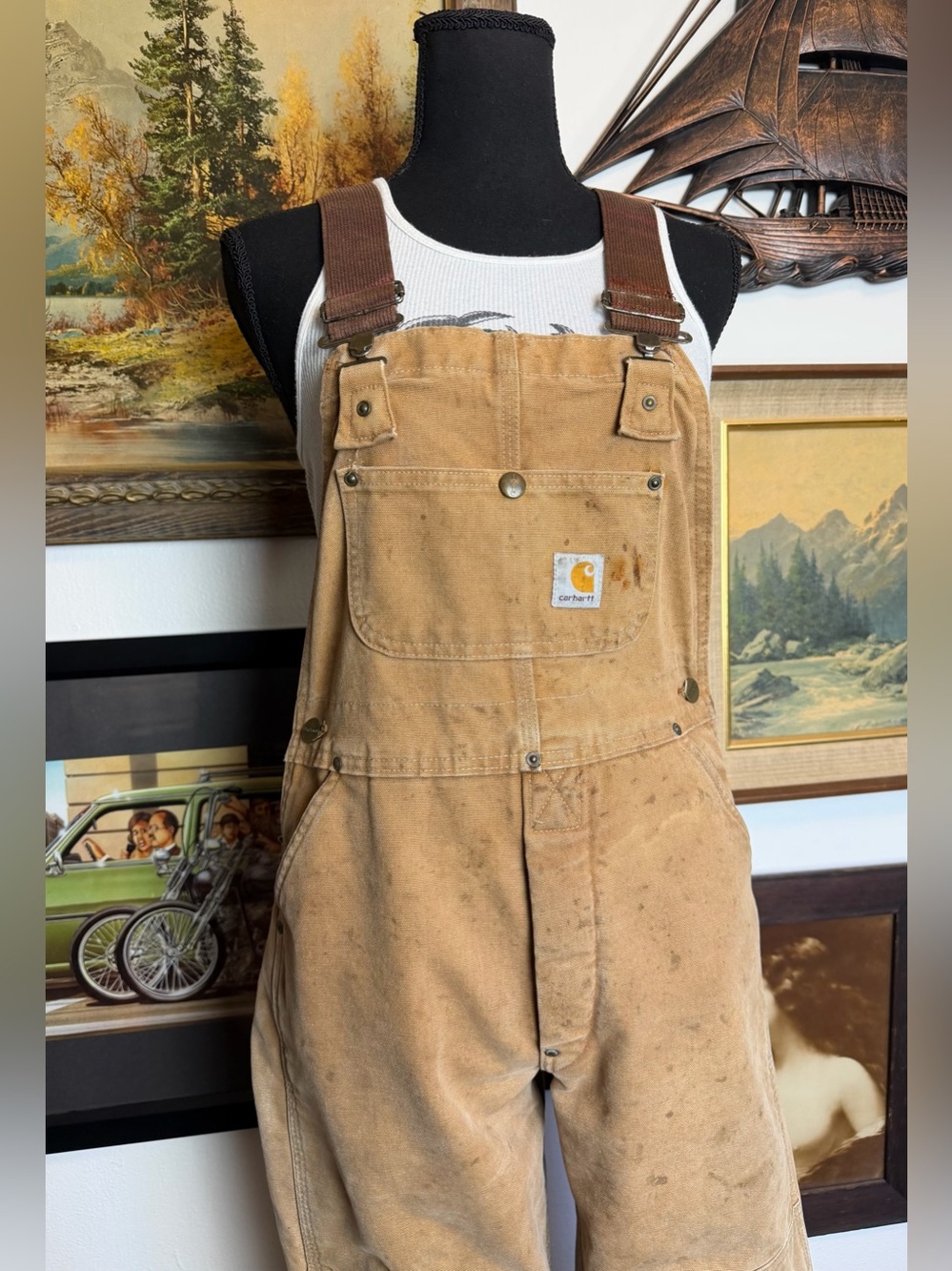 Vintage Carhartt Double-Knee Bib Duck Overalls Women's Size XS - Picture 3 of 17